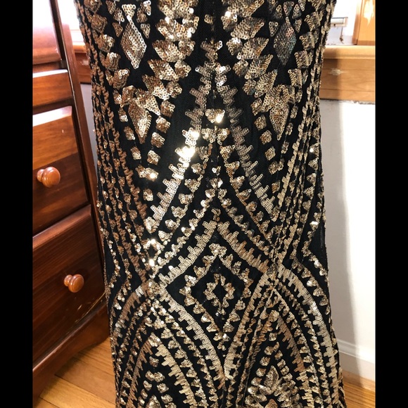 Cefian Black Gold Sequin Dress NWOT - Picture 5 of 9
